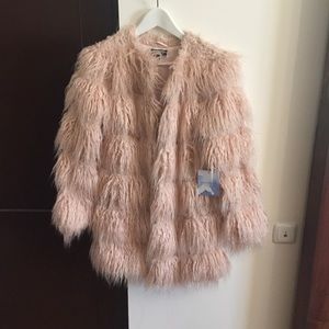 NWT Majorelle faux fur pink coat S